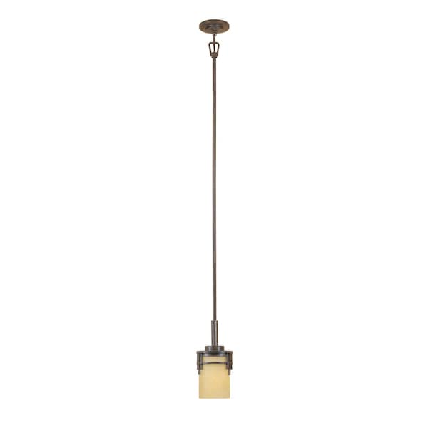 Designers Fountain Mission Ridge 100 Watt 1 Light Warm Mahogany Pendant with Goldenrod Glass Shade 82130-WM - main